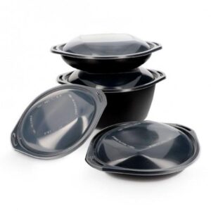 Barquette noire pour wok avec couvercle
