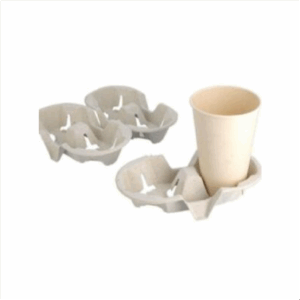Porte gobelet en fibres moulees pour 2 gobelets