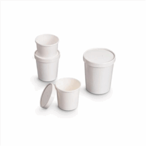 Pot à soupe et à glace blanc avec couvercle