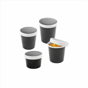 Pot à soupe et à glace noir avec couvercle