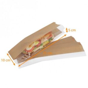 Sac sandwich kraft brun avec fenêtre latérale