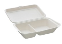 Boite repas blanche - 2 compartiments en pulpe